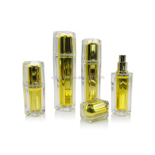 1oz 2oz 3oz square clear UV gold plastic luxury  spray bottle skin care packaging
